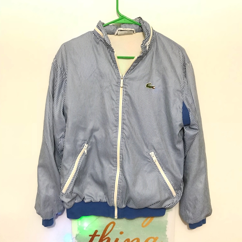 LACOSTE BLUE STRIPED WINDBREAKER